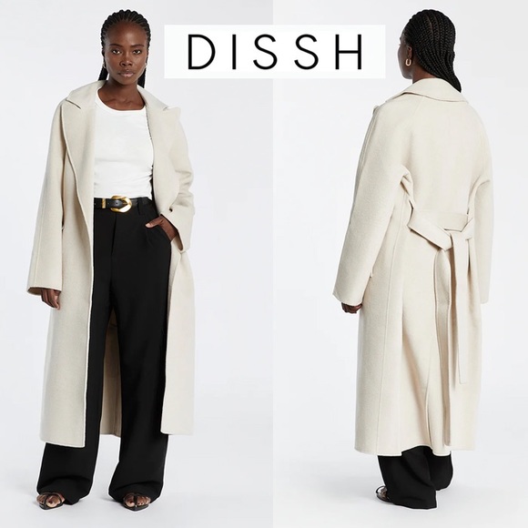 DISSH Jackets & Blazers - DISSH Matilda Wool Blend Ivory Belted Maxi Robe Coat M